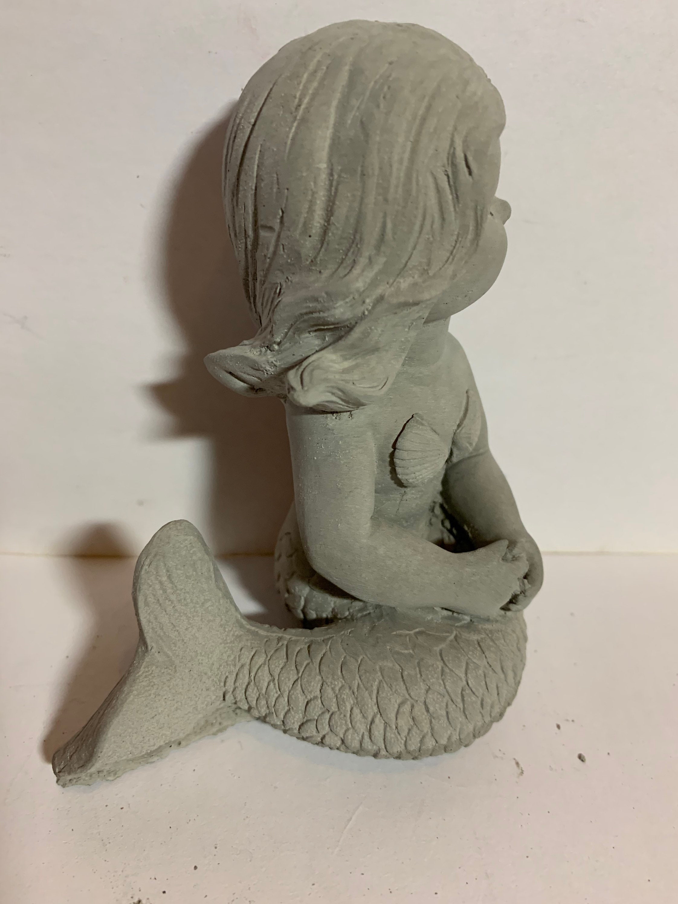 Concrete mermaid statue young mermaid 5 tall unpainted Etsy