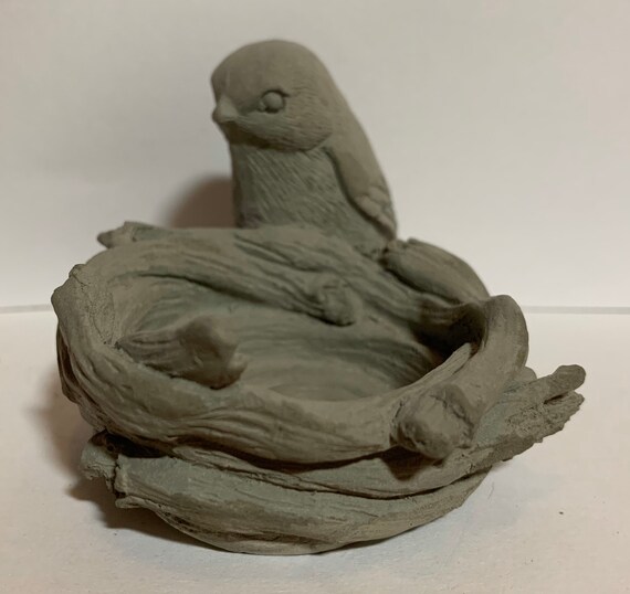 Concrete Bird Nest Candle Holder With Bird Great for Tea Etsy