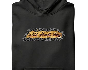 Sudadera con capucha Wild Heart Vibes: Estampado de guepardo y leopardo, dorado, estilo bohemio y elegante.