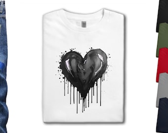Black Heart Tee: Graffiti Shirt, Edgy, Graphic, Grunge Valentines T-Shirt