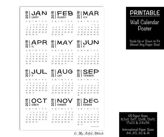2019 wall calendar pdf printable simple black and white office