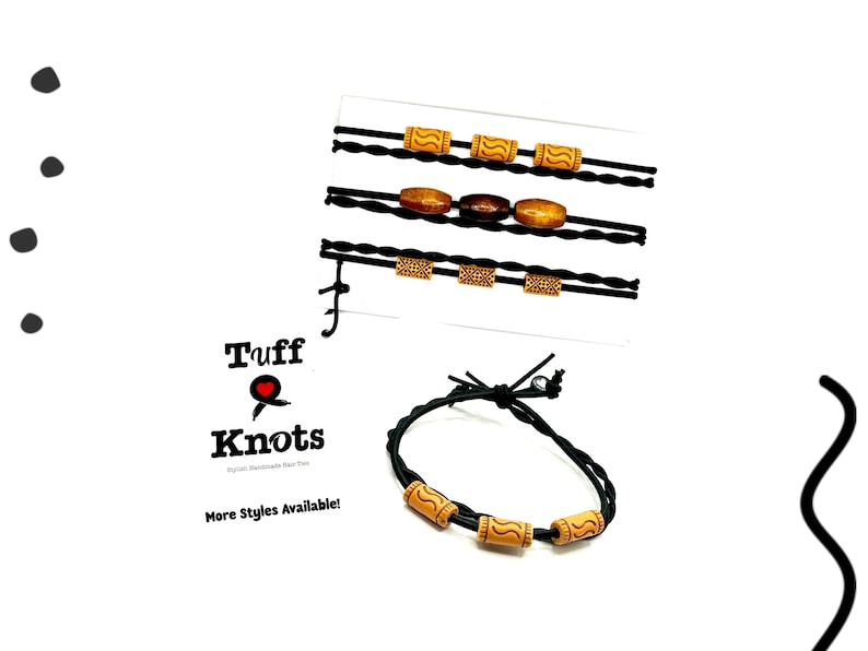 Bracelet ethnique en perles pour cheveux : tibétain, africain, bois naturel image 1