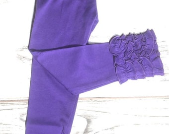 Mardi Gras Purple Ruffle  Leggings - Mardi Gras Leggings -Purple Ruffle Leggings, LSU Purple leggings