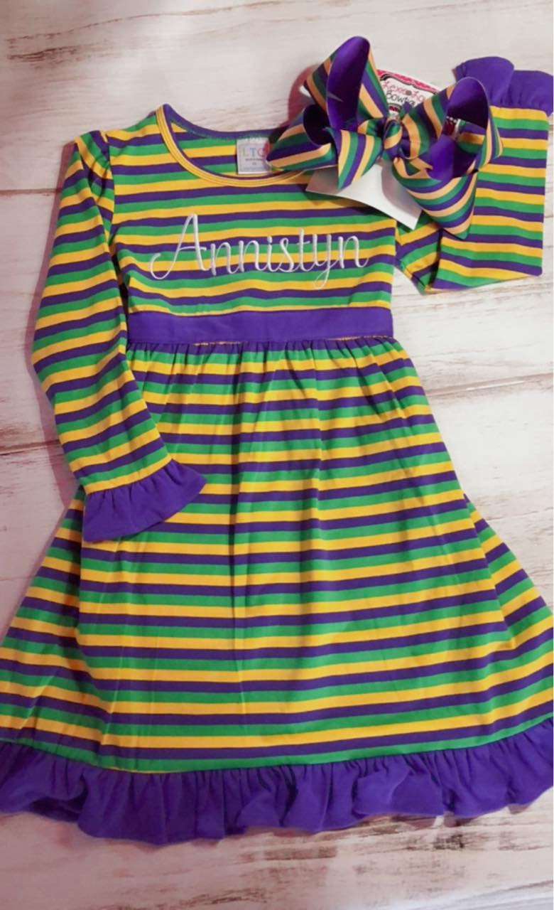 slim fit dress slacks Green and White Stripe Tula Dress S main image 1