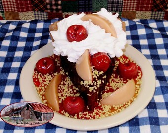 Apple Cherry Pie - Pie Slice Candle on Plate