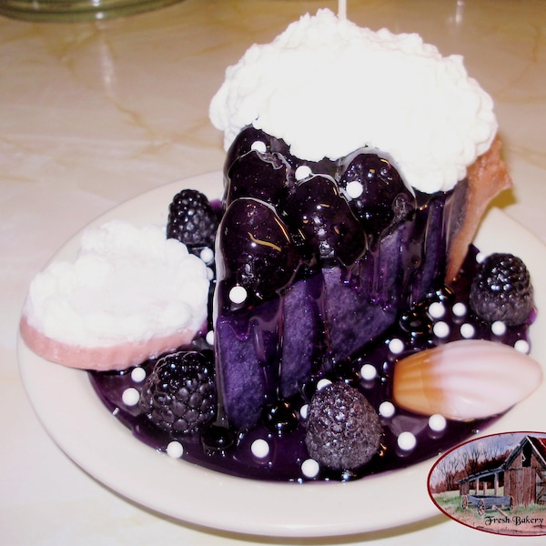 WILD BERRY Pie - Pie Slice Candle on Plate