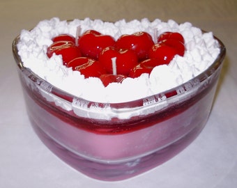 Cherry Cheesecake - NO TOPPINGS - Heart Cheesecake Bowl Candle