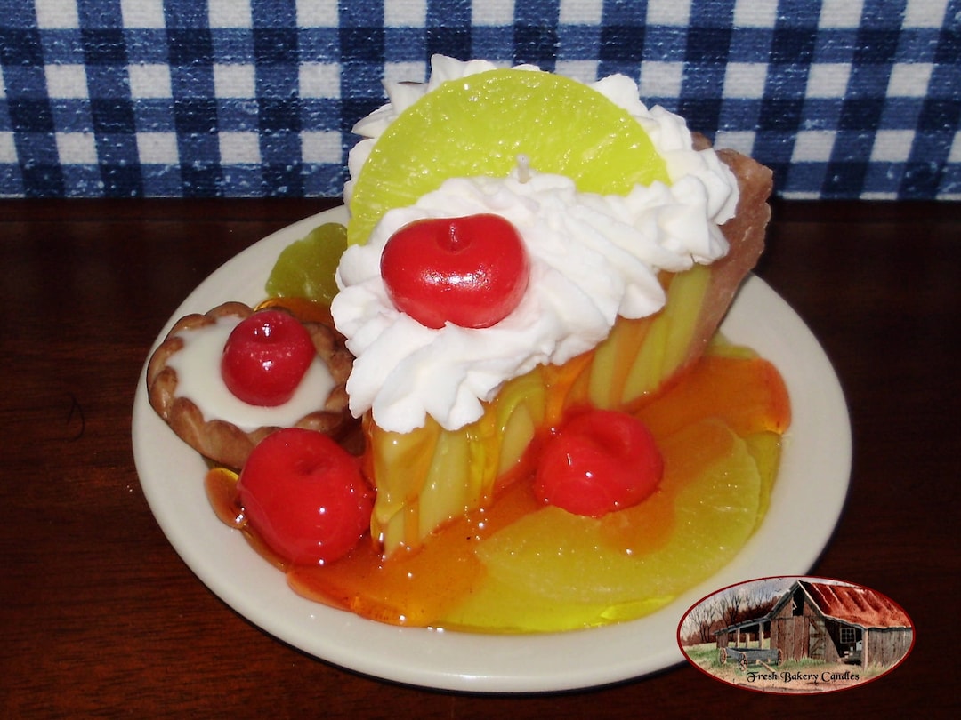 Pineapple Delight Cheesecake Pie Slice Candle on Plate Etsy