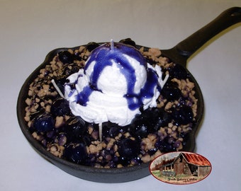 Blueberry Cobbler Pie Skillet Baked Cobbler with Ice Cream and Glaze