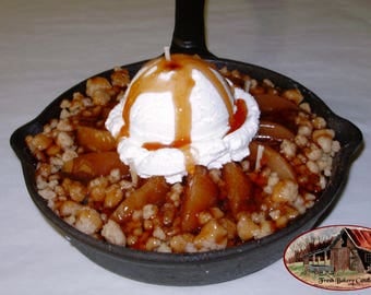 Apple Pie Skillet Baked Cobbler with Ice Cream and Glaze