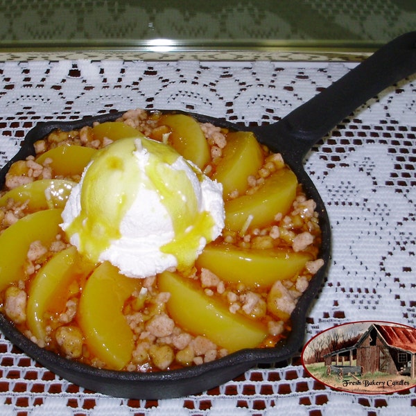 Peach Cobbler Skillet with Ice Cream and Glaze