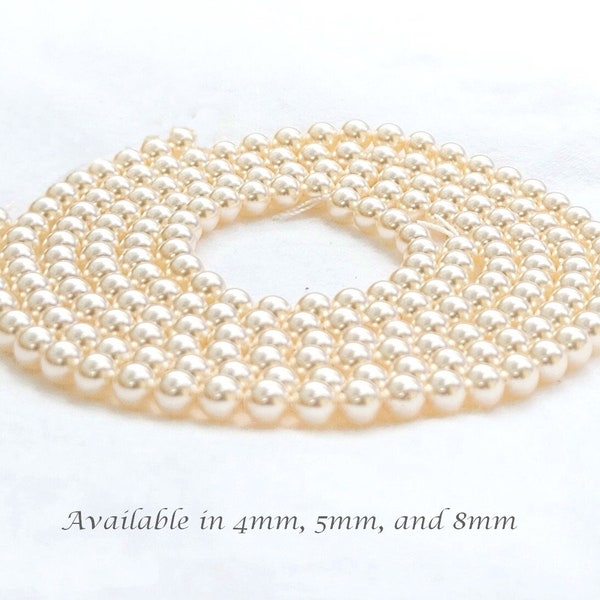 Cream Rose 5810 4mm, 8mm 5810 Swarovski Pearls, Round Crystal Pearls, Supplies, Jewelry Supplies