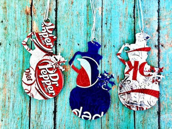 Recycled Soda Can Snowman Christmas Ornament