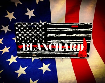 Personalized Fireman Red Line American Flag License Plate