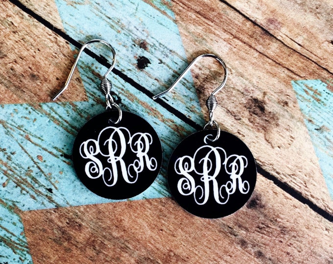 Aluminum Monogram Earrings Etsy