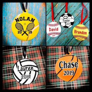 Personalized Sport Christmas Ornament (Soccer, Baseball, Softball)