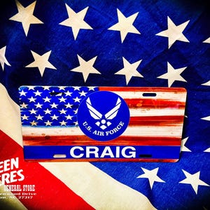 Personalized Air Force American Flag License Plate