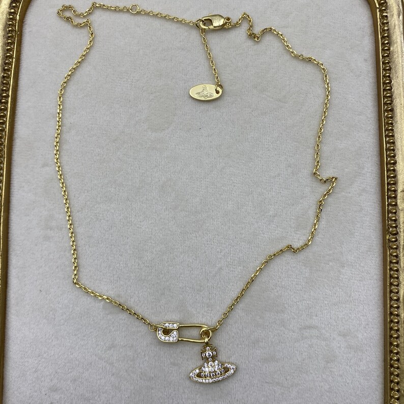 Collana di moda, collana con spilla di Saturno, collana rotonda di Saturno, collana di asteroidi, gioielli da donna, regalo con ciondolo, regalo con collana della madre immagine 4