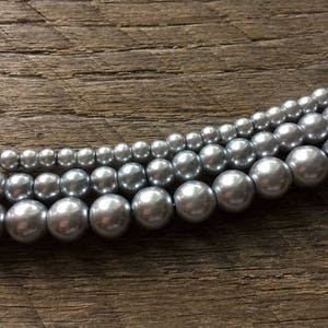 Pewter Grey Pearl Bracelet Cuff Multi Strand Bridal Drape Bracelet on Silver or Gold Chain image 3