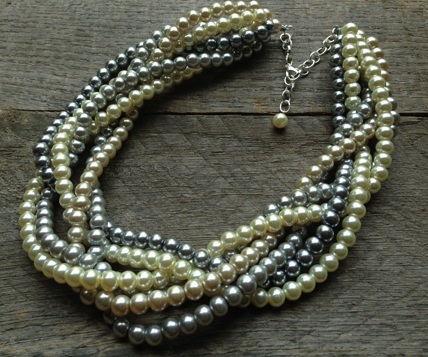 Multi Strand Pearl Statement Necklace Women Jewelry 