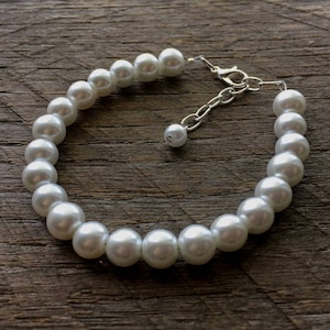 Pearl Bracelet for Men, 8mm 6mm 4mm Pearls, Adjustable with 1.5&quot; Extender Chain, Multiple Sizes and Colors Available