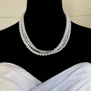 Black Pearl Necklace Multi Strand Necklace Bridal Necklace on Silver or Gold Chain image 4