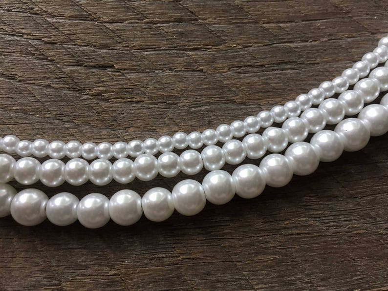 White Pearl Necklace Multi Strand Necklace Bridal Necklace on Etsy