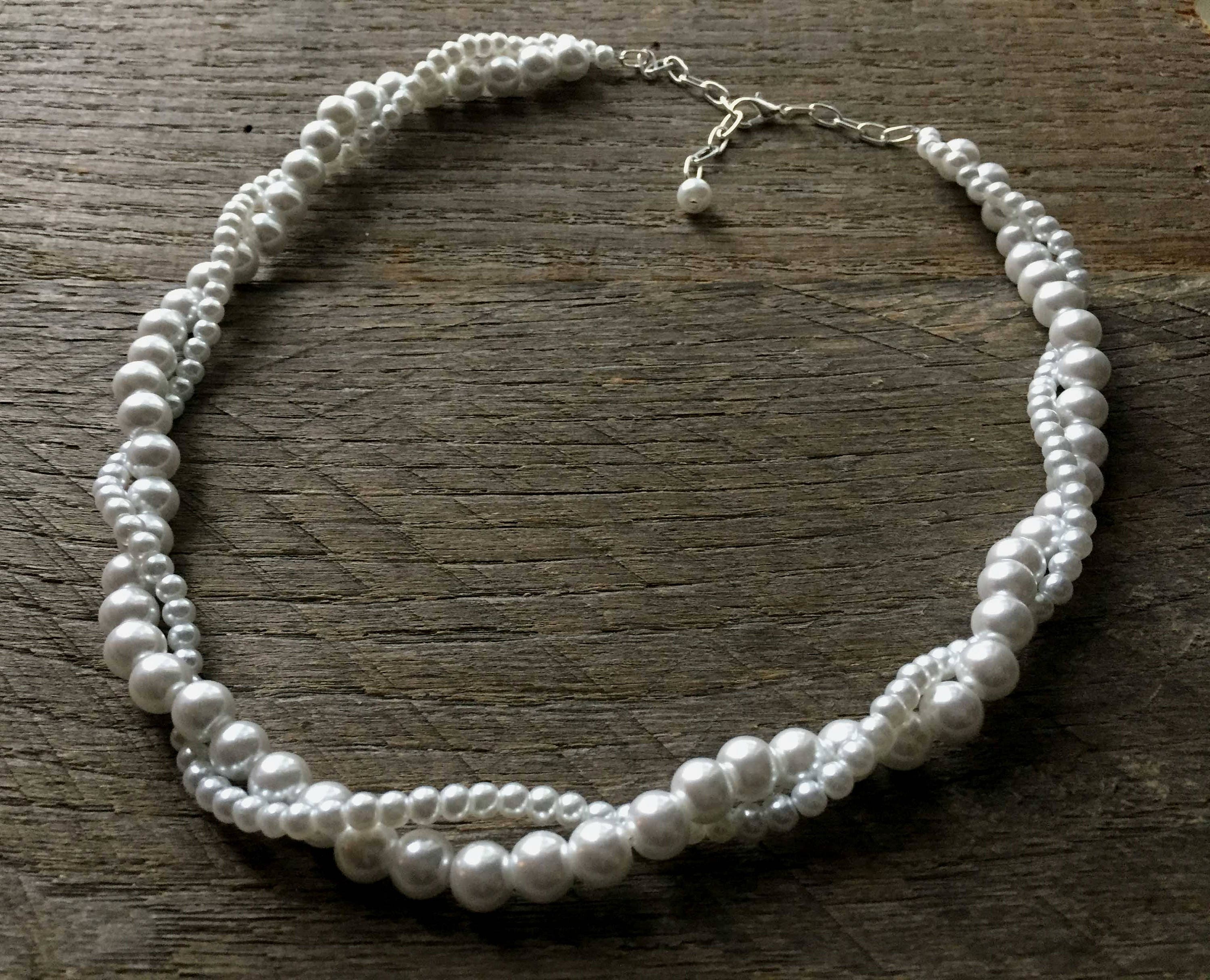 White Pearl Necklace Pearl Bridal Necklace Wedding Necklace Etsy