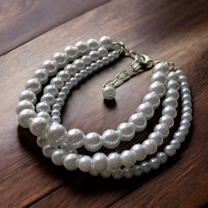 Pearl Bracelet, Stacking Multi Strand Cuff Drape Bracelet on Silver or Gold Chain