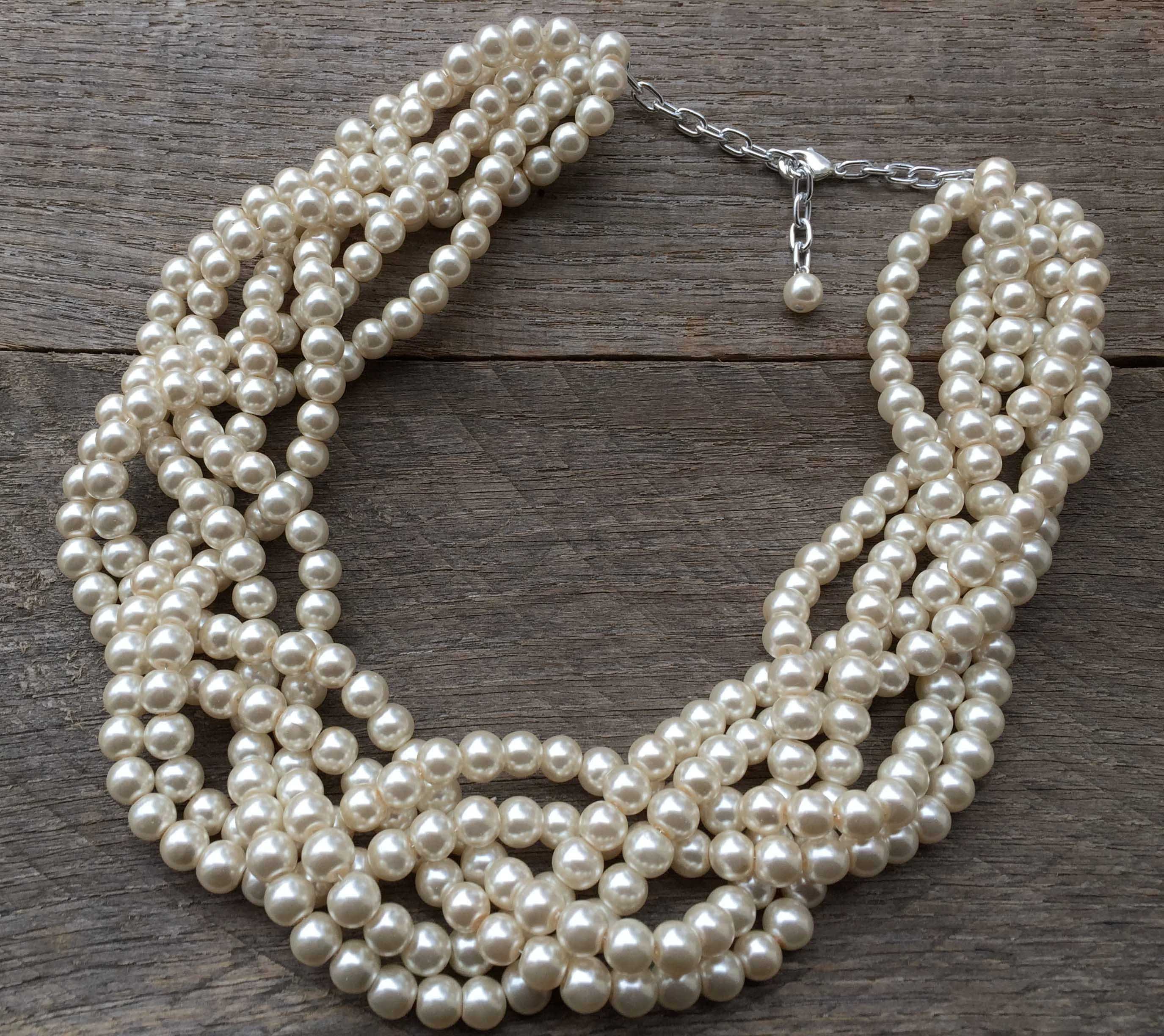 thumbnail image 2 of Handmade Cream Ivory Pearl Silver Chain Pendant Necklace – 17" – Wedding Bridesmaid Gift – UK Made 2 of 4