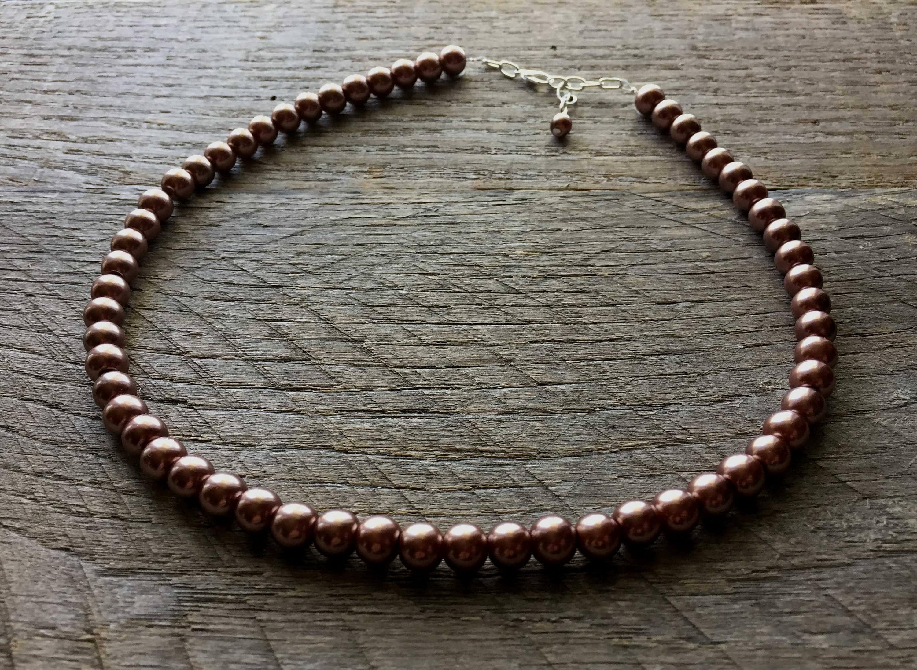 Brown pearl necklace deals