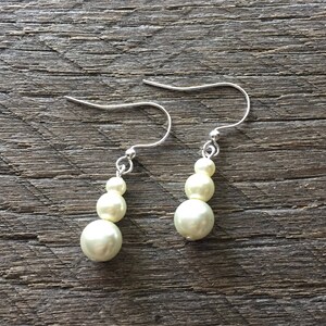 Ivory Earrings Glass Pearl on French Wire Hook image 2