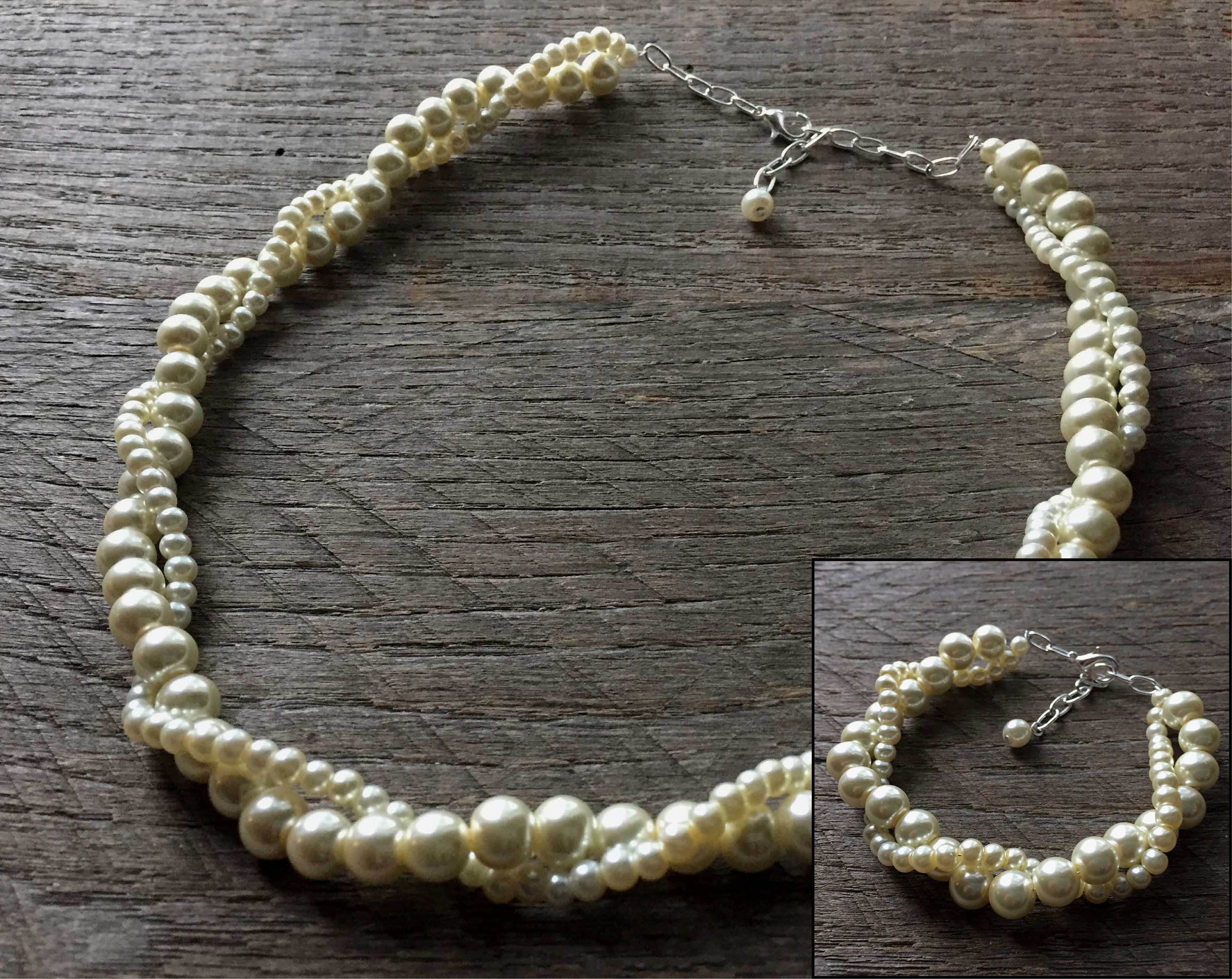 Yellow Ivory Pearl Necklace Bracelet Bridal Set Bridesmaid Set | Etsy