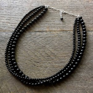 Black Pearl Necklace Multi Strand Necklace Bridal Necklace on Silver or ...