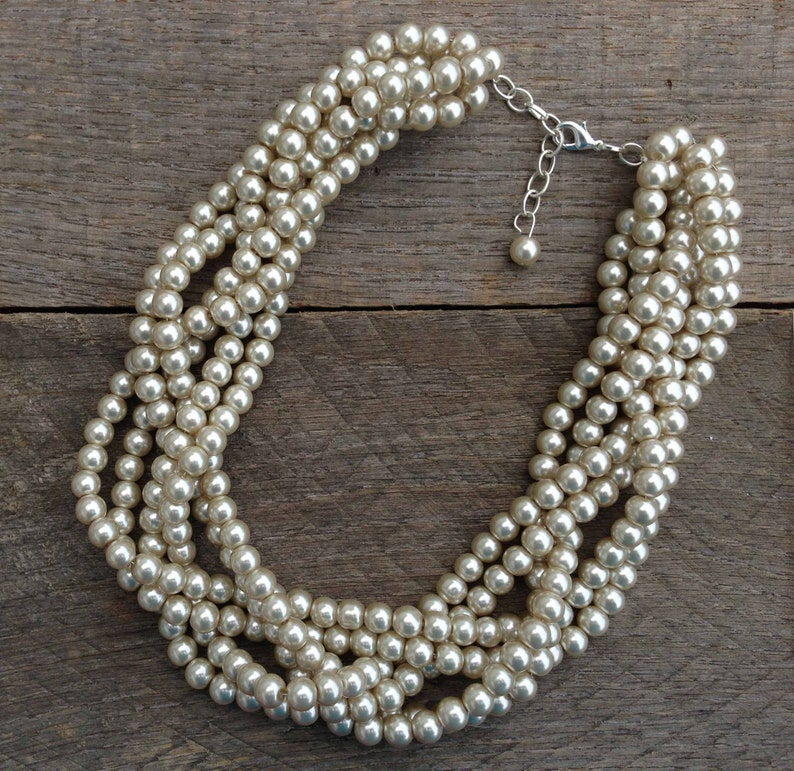 Champagne Pearl Necklace Pearl Statement Necklace Multi - Etsy