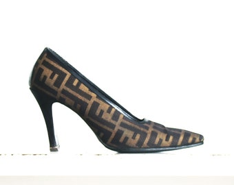 80s fendi zucca pumps 39 1/2