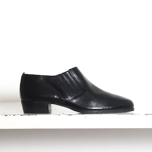 90s black leather minimal slip on shoes 37