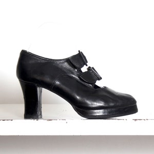sapatos plataforma de couro preto