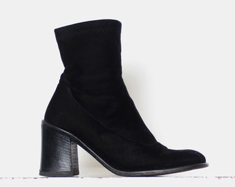 black velvet minimal ankle boots 36