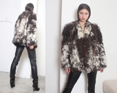 80s naturally spotted curly lamb fur coat s m