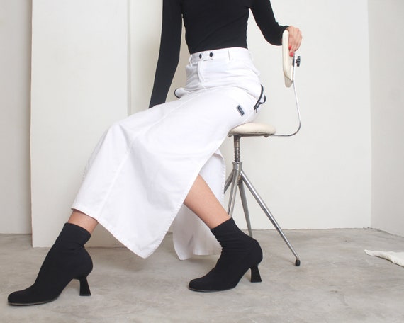 90s white raver maxi cargo skirt xs