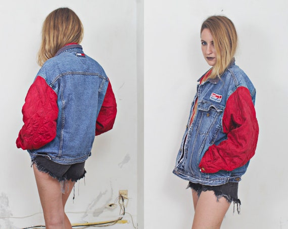 tommy hilfiger red denim jacket