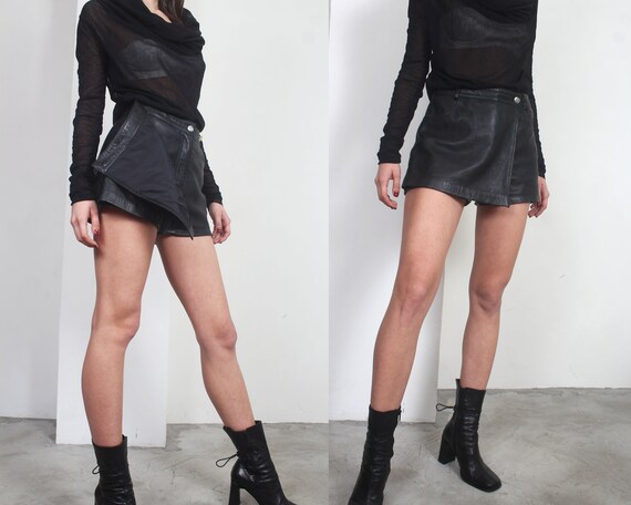 black leather skort