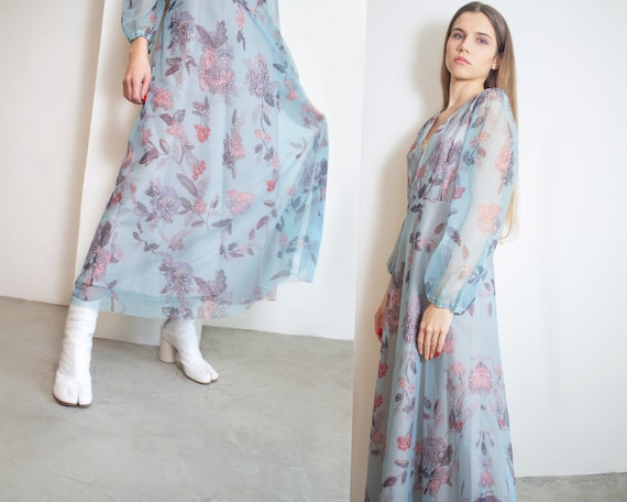 Baby blue floral maxi dress deals