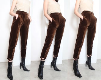 ESCADA brown velvet stirrup high waist trousers