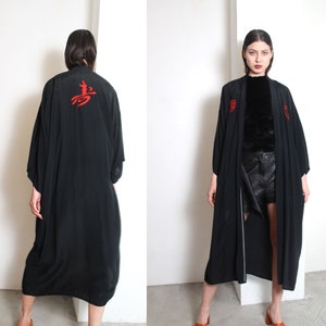 black red kimono duster os