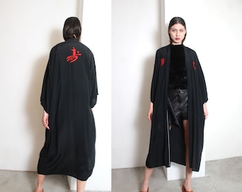 black red kimono duster os