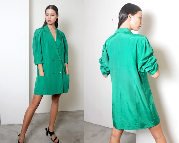 90s minimal kelly green blazer mini dress L