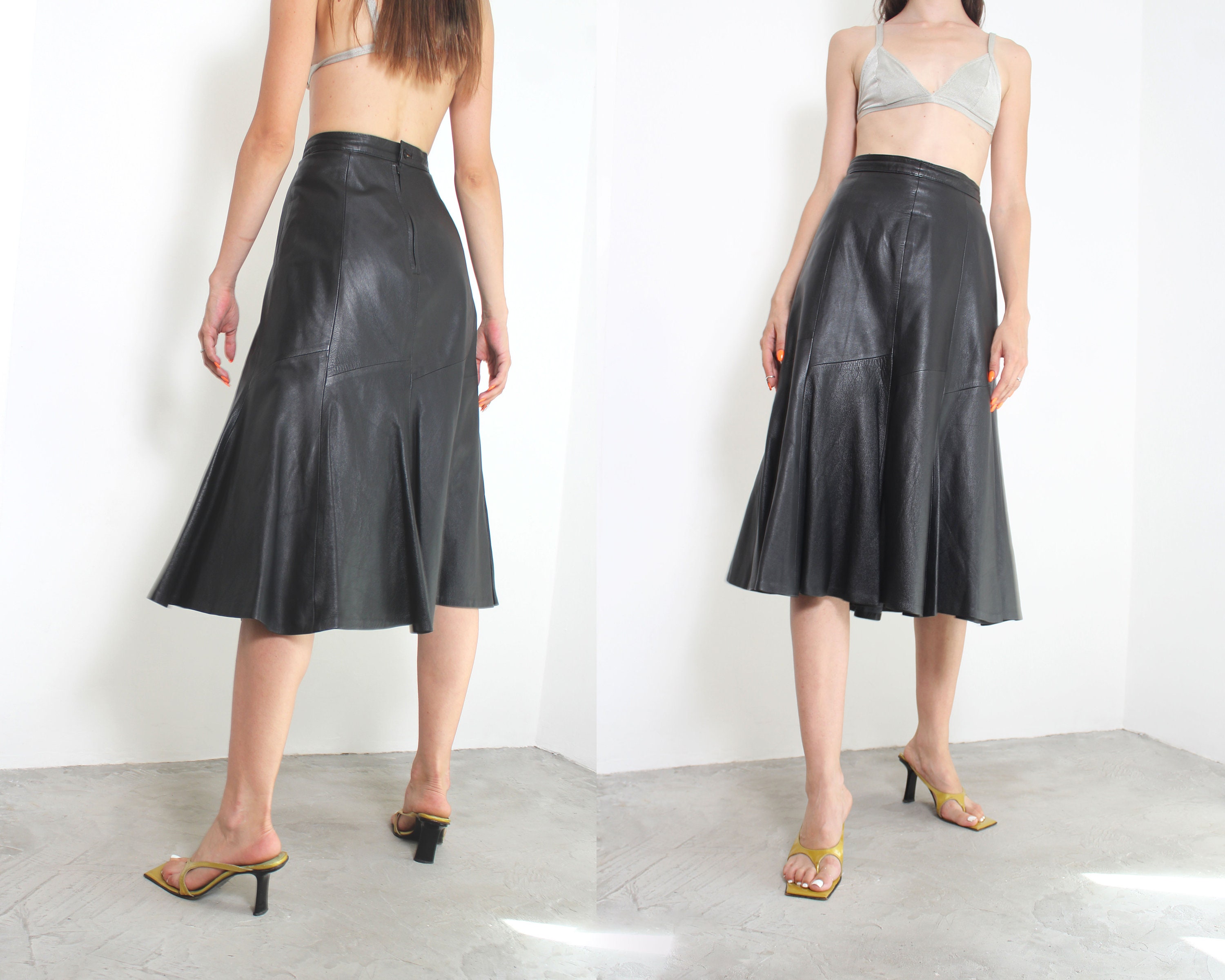 Leather Midi Skirt Etsy Canada