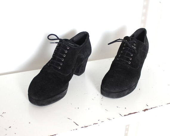Black suede lace up shoes deals